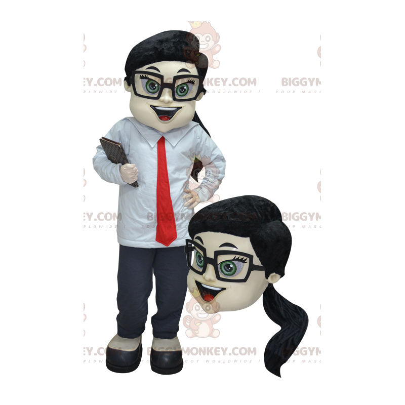Affärskvinna BIGGYMONKEY™ maskotdräkt i kostym och slips -