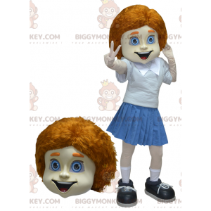 BIGGYMONKEY™ Redhead skolepige uniform maskot kostume -