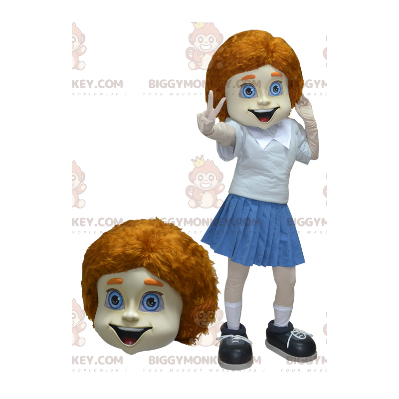 BIGGYMONKEY™ Roodharige Schoolmeisje Uniform Mascotte Kostuum -