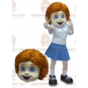 BIGGYMONKEY™ Roodharige Schoolmeisje Uniform Mascotte Kostuum -