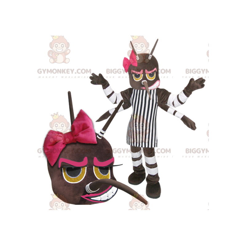 BIGGYMONKEY™ Weibliches 4-armiges Insekten-Maskottchen-Kostüm