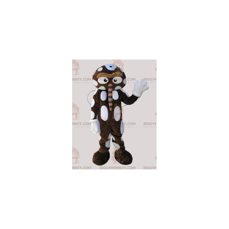 Traje de mascote BIGGYMONKEY™ marrom e branco com nariz grande