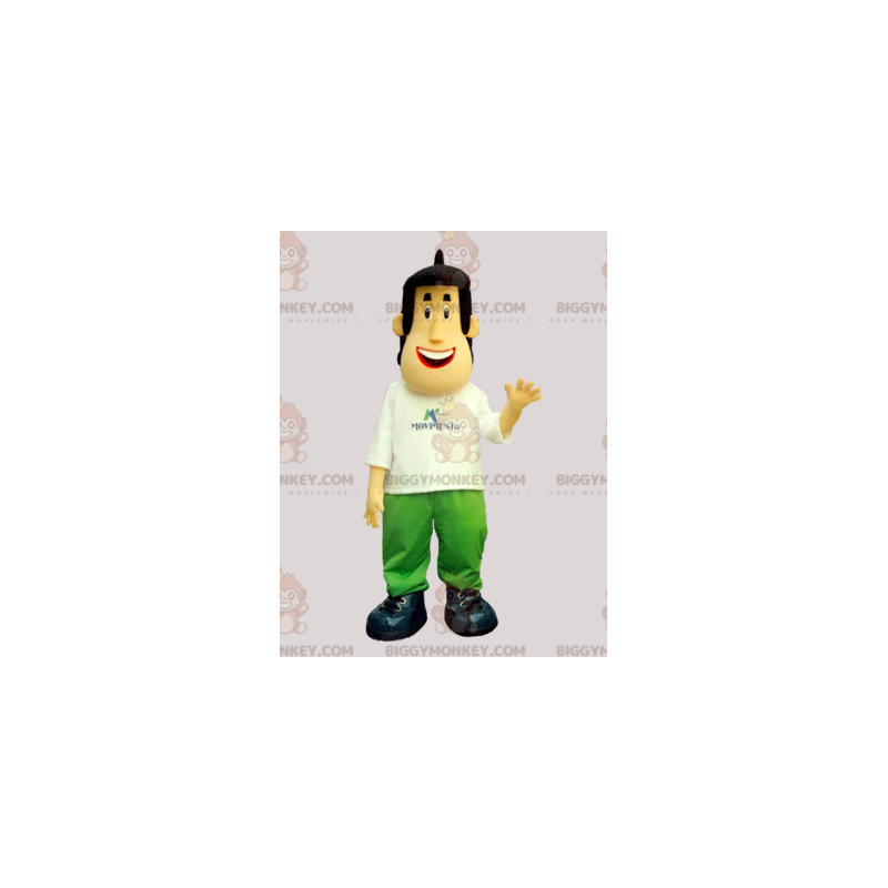 Brown Man BIGGYMONKEY™ Mascot Costume Dressed in White and