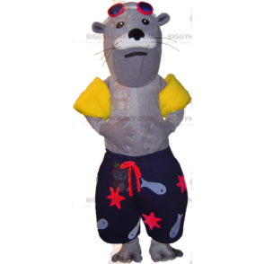 BIGGYMONKEY™ Sea Lion Seal Maskottchen-Kostüm in Badebekleidung
