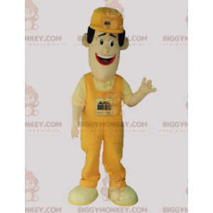 BIGGYMONKEY™ Mascot Costume of Man in Yellow Overol and Cap -