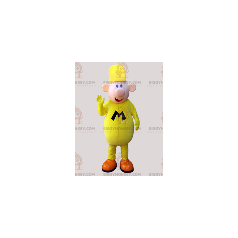 Costume de mascotte BIGGYMONKEY™ de gros bonhomme jaune à l'air