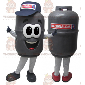 Costume de mascotte BIGGYMONKEY™ de bouteille de gaz grise très