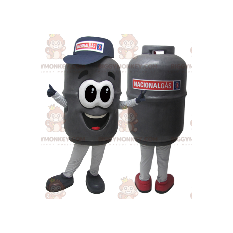 Traje de mascote realista de cilindro de gás cinza BIGGYMONKEY™
