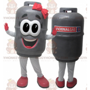 Costume de mascotte BIGGYMONKEY™ de bouteille de gaz grise très