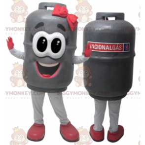 Traje de mascote realista de cilindro de gás cinza BIGGYMONKEY™