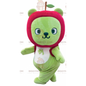 Kostium maskotka zielony niedźwiedź BIGGYMONKEY™ z głową jabłka