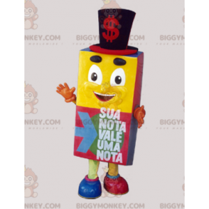 Vrolijk uitziend kleurrijk kubiek BIGGYMONKEY™ mascottekostuum