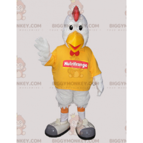 Disfraz de mascota Gallo Blanco BIGGYMONKEY™. Disfraz de