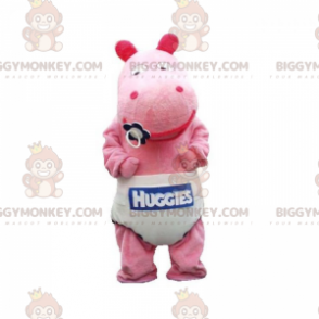 Baby Pink Hippo BIGGYMONKEY™ maskotkostume med ble -