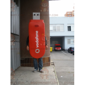Costume de mascotte BIGGYMONKEY™ de clé USB rouge géante.