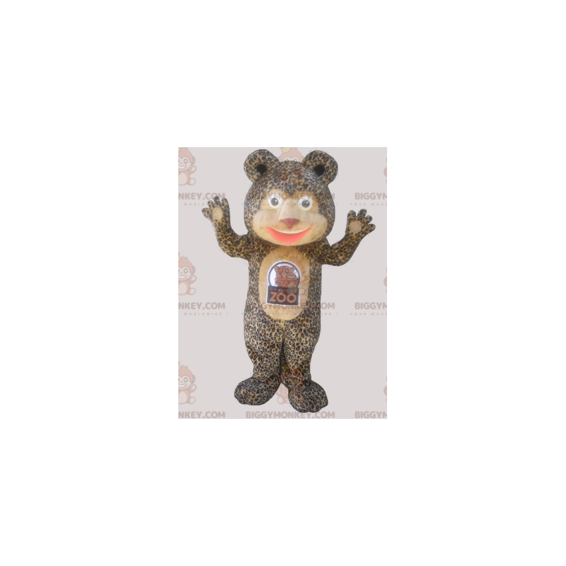 BIGGYMONKEY™ Teddy Bear Mascot Costume with Leopard Fur –