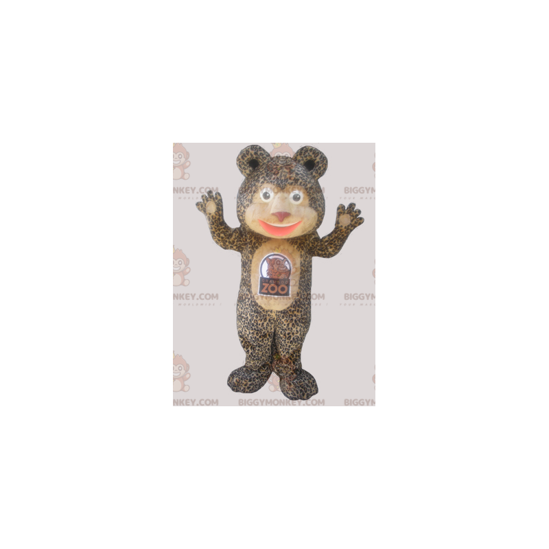 BIGGYMONKEY™ Teddybeer-mascottekostuum met luipaardbont -