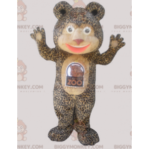 BIGGYMONKEY™ Teddy Bear Mascot Costume with Leopard Fur -