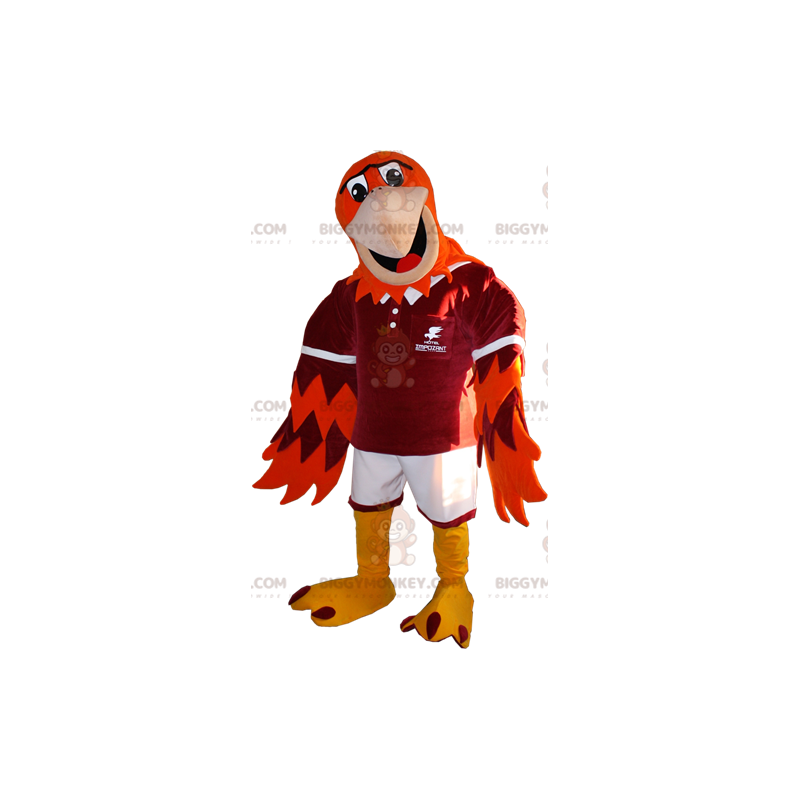 Costume de mascotte BIGGYMONKEY™ d'oiseau rouge orange et jaune