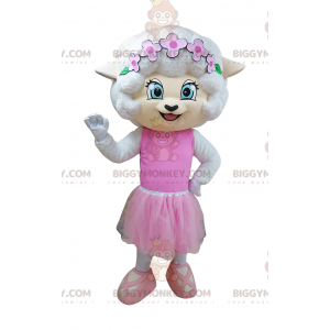 Costume de mascotte BIGGYMONKEY™ de souris blanche en tenue de