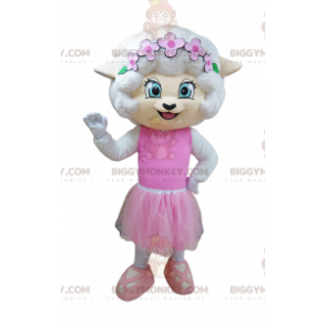 Costume de mascotte BIGGYMONKEY™ de souris blanche en tenue de