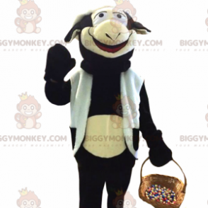 Costume da mascotte gigante della mucca bianca e nera