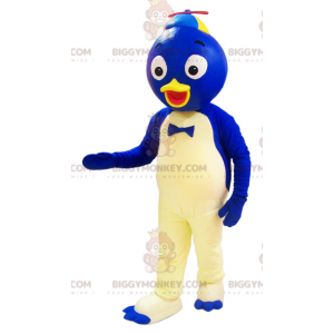 BIGGYMONKEY™ costume da mascotte anatra blu e bianca con testa