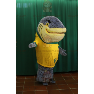 Costume de mascotte BIGGYMONKEY™ de poisson géant gris très