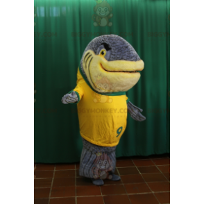 Costume de mascotte BIGGYMONKEY™ de poisson géant gris très