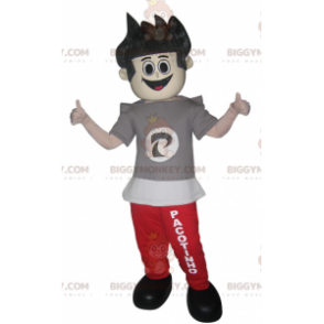 Tonårspojke BIGGYMONKEY™ maskotdräkt i joggingbyxor och t-shirt