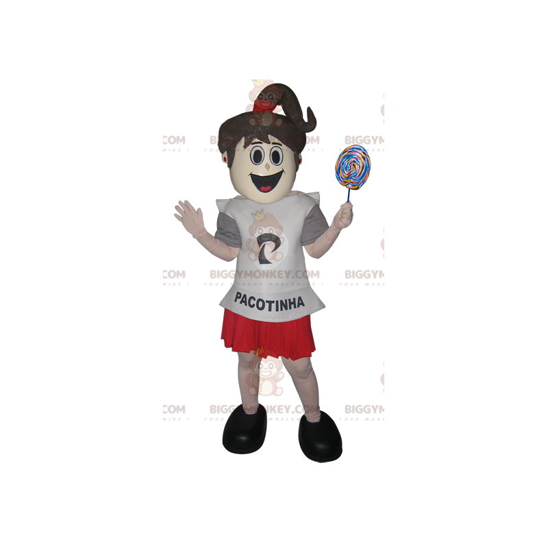 Teen Girl BIGGYMONKEY™ Mascot Costume in Skirt and T-Shirt –