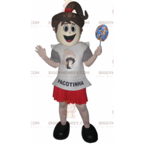 Teen Girl BIGGYMONKEY™ Mascot Costume in Skirt and T-Shirt –