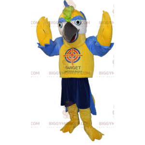 Disfraz de mascota pájaro gigante amarillo y azul BIGGYMONKEY™