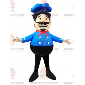 Chef BIGGYMONKEY™ Mascot Costume with Blue Shirt and Hat –