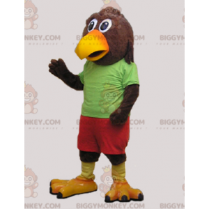 Bruine en gele reuzenvogel BIGGYMONKEY™ mascottekostuum -