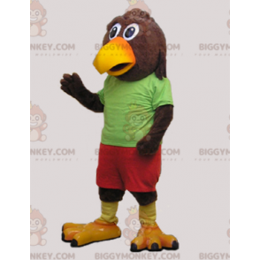 Brauner und gelber Riesenvogel BIGGYMONKEY™ Maskottchen-Kostüm