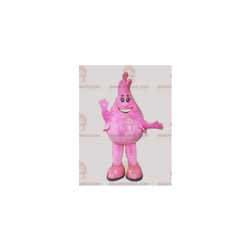Disfraz de mascota de hombre en forma de lágrima rosa de