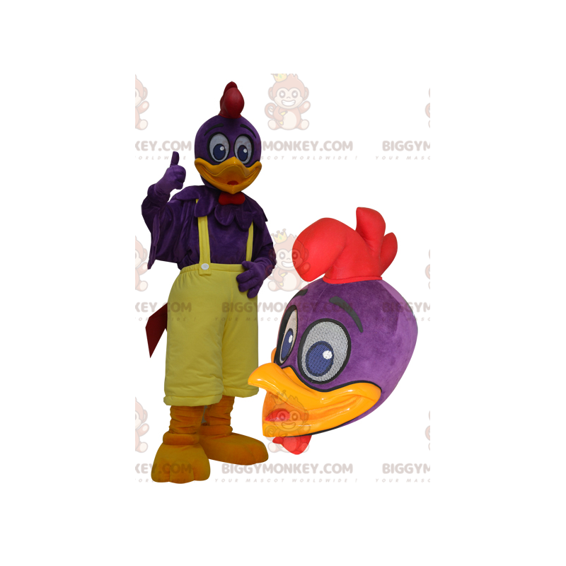 Costume mascotte BIGGYMONKEY™ Anatra gigante viola e gialla -