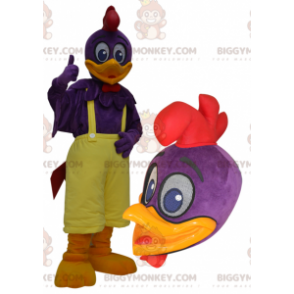 Disfraz de mascota pato gigante morado y amarillo BIGGYMONKEY™