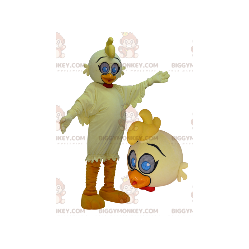 BIGGYMONKEY™ Mascot Costume Giant Yellow and Orange Duck with