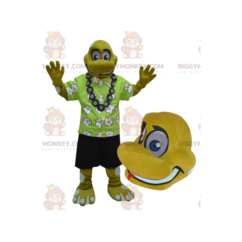 BIGGYMONKEY™ Mascot Costume Yellow Reptile Turtle In Holiday