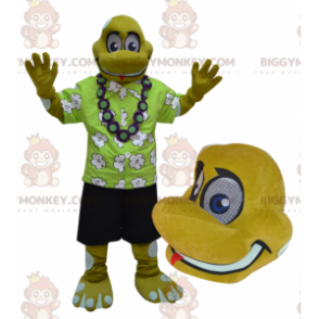 BIGGYMONKEY™ Mascot Costume Yellow Reptile Turtle In Holiday