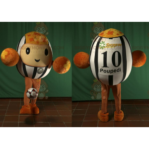 BIGGYMONKEY™ voetbal bruin zwart-wit mascotte kostuum -