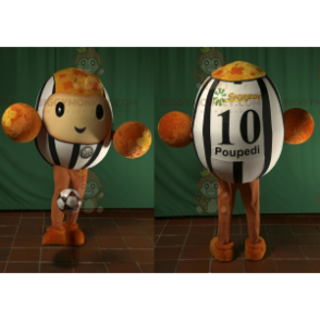 BIGGYMONKEY™ fodbold Brun sort og hvid maskot kostume -