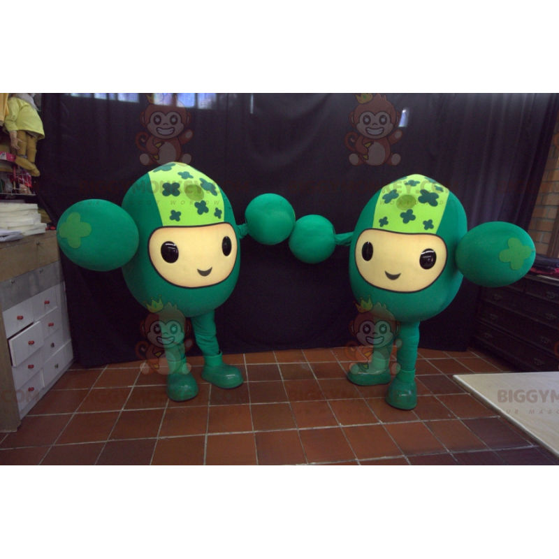 2 BIGGYMONKEY's mascotte van grappige, groene mannen -