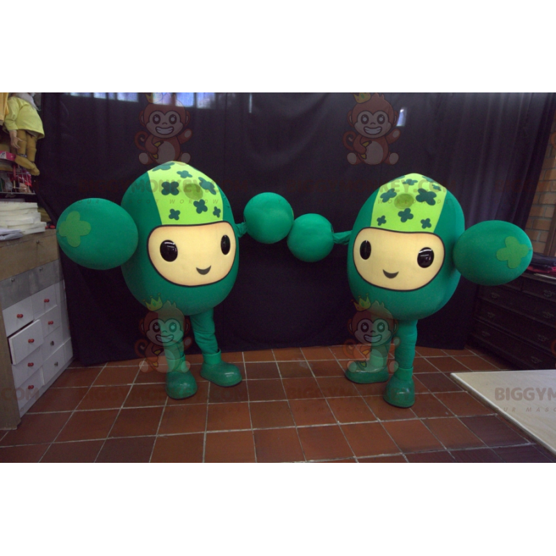 2 BIGGYMONKEY™s mascot of funny all green men – Biggymonkey.com