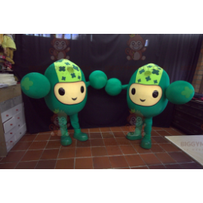 2 BIGGYMONKEY's mascotte van grappige, groene mannen -