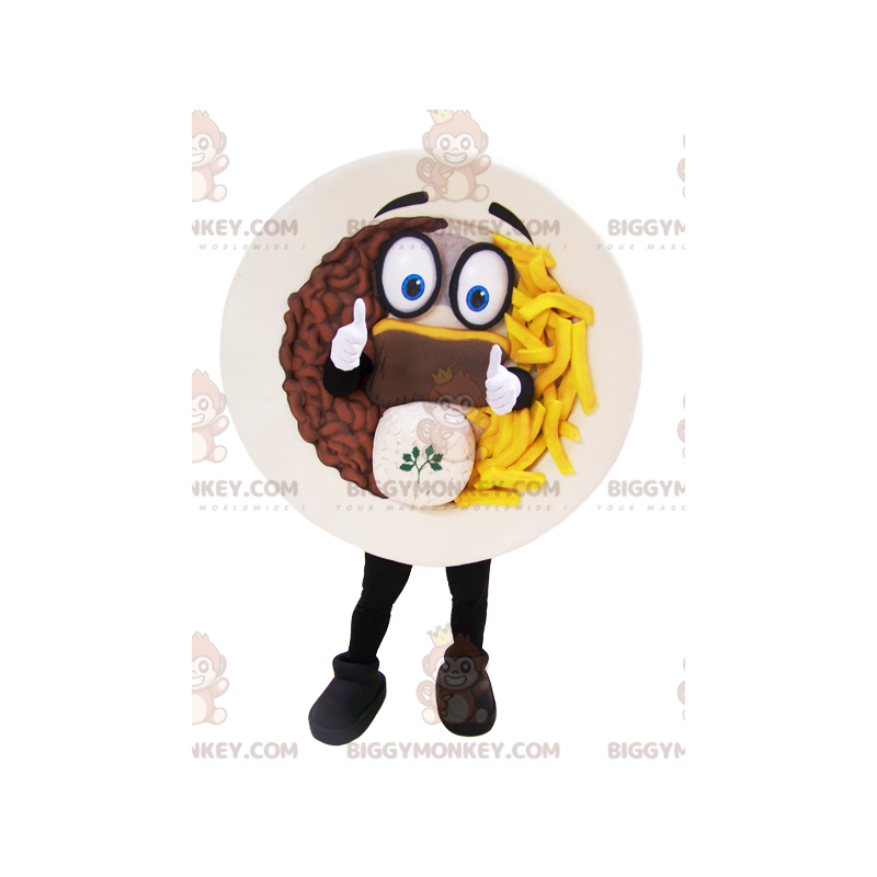 Costume de mascotte BIGGYMONKEY™ d'assiette garnie steak frites