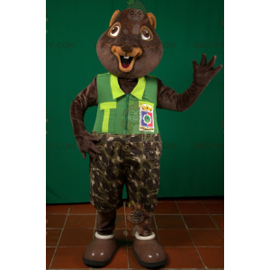 Ruskea Beaver Groundhog Squirrel BIGGYMONKEY™ maskottiasu -