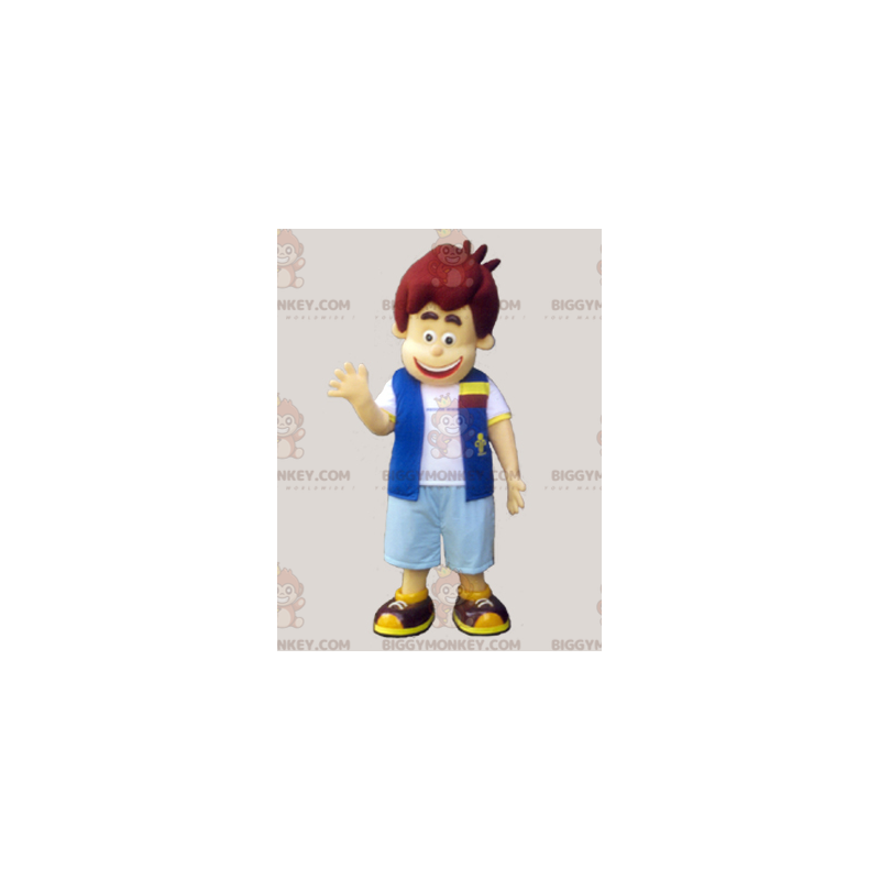 Boy's BIGGYMONKEY™ Mascot Costume Dressed in Vest and Shorts –